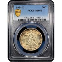 1934-D Walking Liberty Half Dollar (50c) Obverse Slab Image