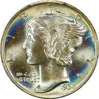 1934 Mercury Dime (10c) Photo 3