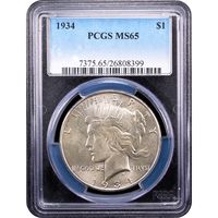 1934 Peace Dollar ($1) Obverse Slab Image
