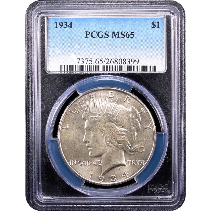 1934 Peace Dollar ($1) Obverse Slab Image