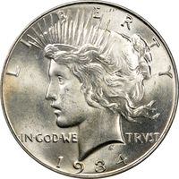 1934 Peace Dollar ($1) Photo 3