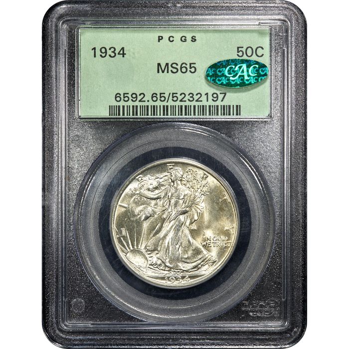 1934 Walking Liberty Half Dollar (50c) OGH Obverse Slab Image