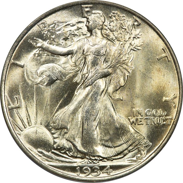 1934 Walking Liberty Half Dollar (50c) OGH Obverse Image