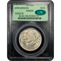 1935-D Arkansas Commemorative Half Dollar (50c) OGH Obverse Slab Image