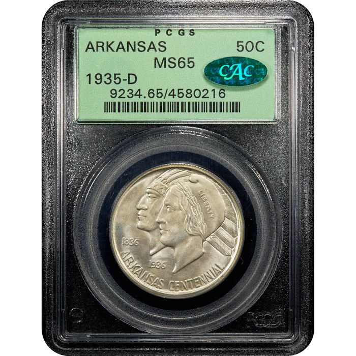 1935-D Arkansas Commemorative Half Dollar (50c) OGH Obverse Slab Image