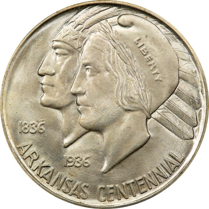 1935-D Arkansas Commemorative Half Dollar (50c) OGH Obverse Image