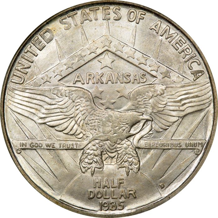 1935-D Arkansas Commemorative Half Dollar (50c) OGH Reverse Image