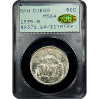 1935-S San Diego Commemorative Half Dollar (50c) Rattler Obverse Slab Image