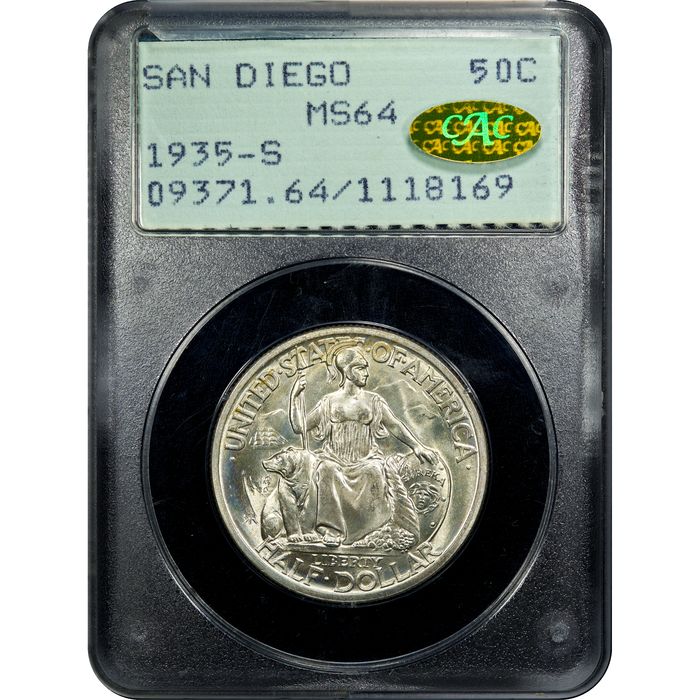 1935-S San Diego Commemorative Half Dollar (50c) Rattler Obverse Slab Image