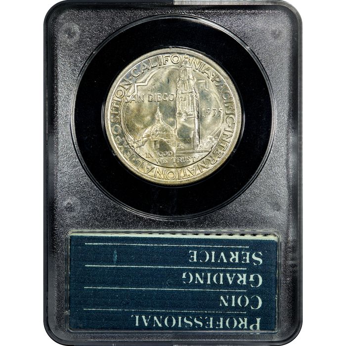 1935-S San Diego Commemorative Half Dollar (50c) Rattler Reverse Slab Image