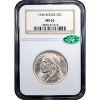 1936 Boone Commemorative Half Dollar (50c) Obverse Slab Image
