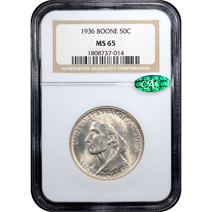 1936 Boone Commemorative Half Dollar (50c) Obverse Slab Image