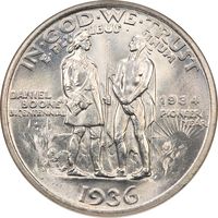 1936 Boone Commemorative Half Dollar (50c) Reverse Image