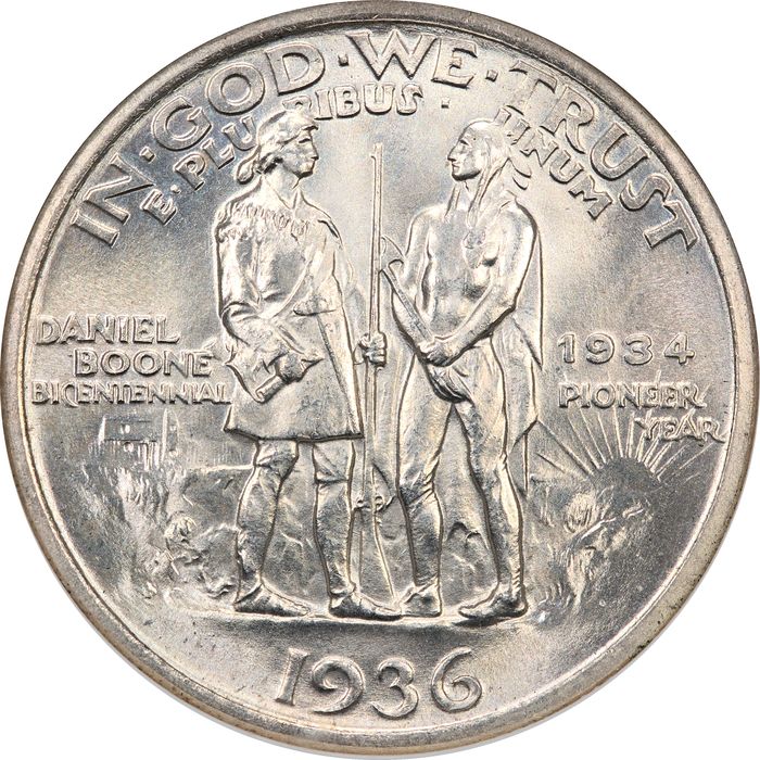 1936 Boone Commemorative Half Dollar (50c) Reverse Image