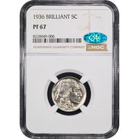 1936 Buffalo Nickel (5c) Brilliant Obverse Image