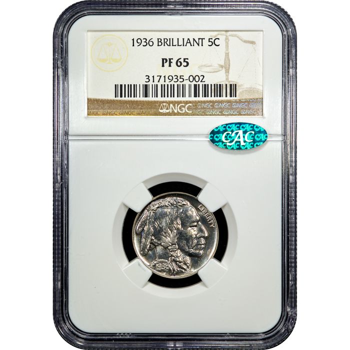 1936 Buffalo Nickel (5c) Obverse Slab Image