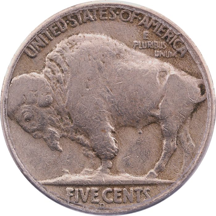 1936-D 3 1/2 Legs Buffalo Nickel (5c) Reverse Image