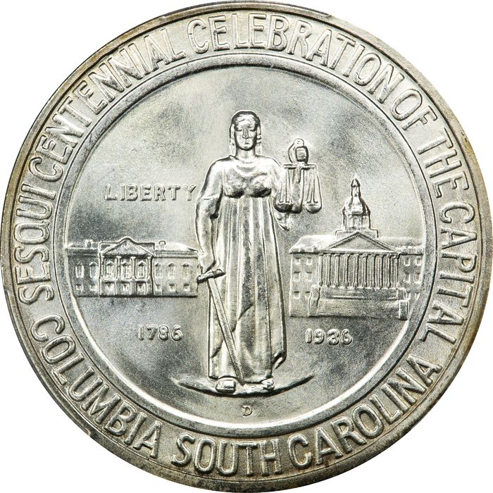 1936-D Columbia Commem Half Dollar (50c) Photo 3
