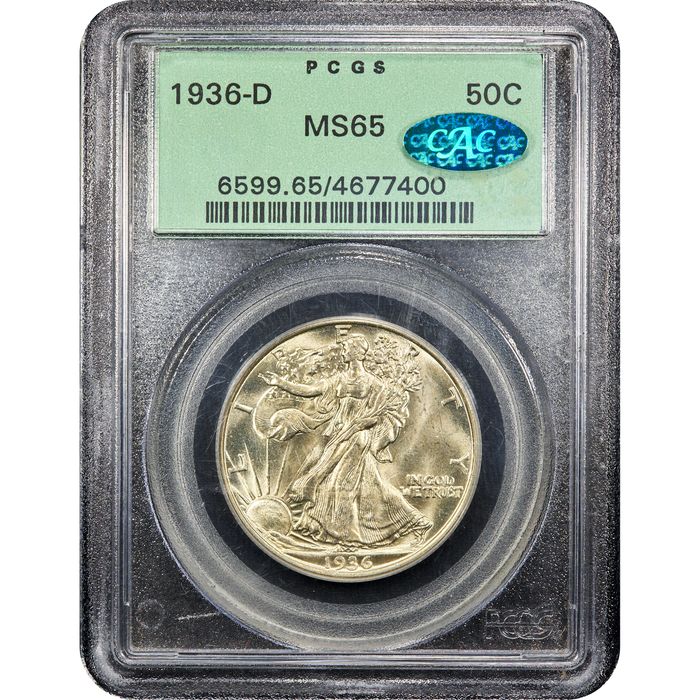 1936-D Walking Liberty Half Dollar (50c) OGH Obverse Image