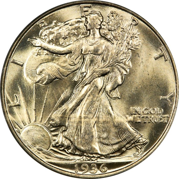 1936-D Walking Liberty Half Dollar (50c) OGH Photo 3