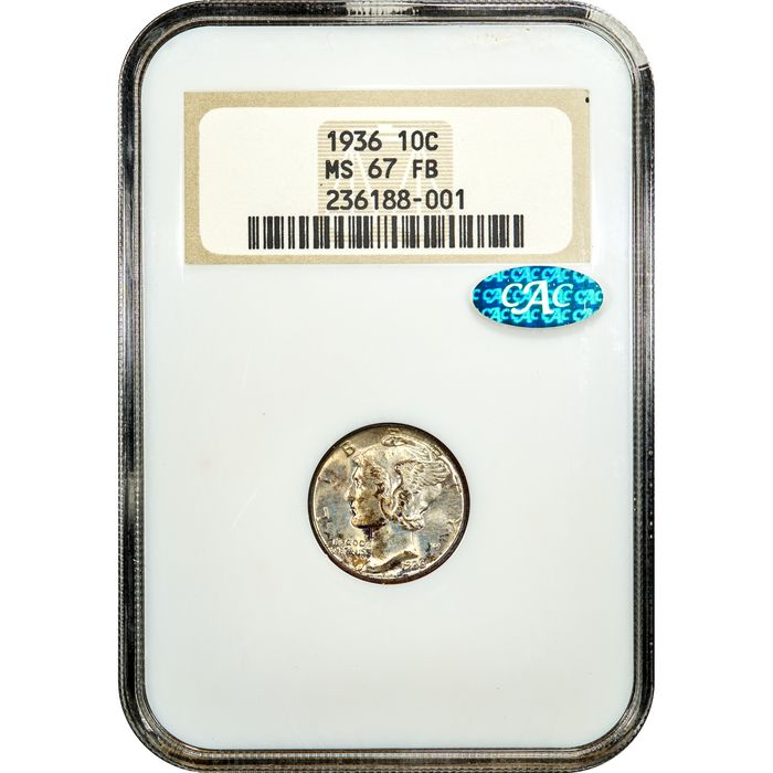 1936 Mercury Dime (10c) Obverse Slab Image