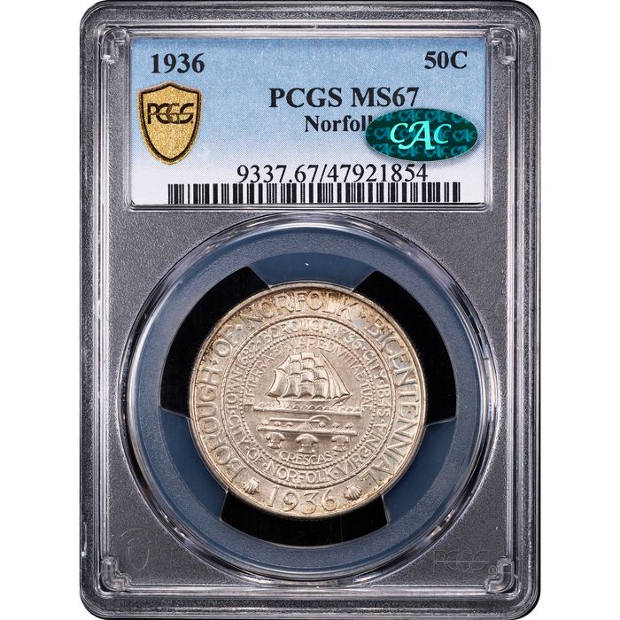 1936 Norfolk Commemorative Half (50c) Obverse Slab Image
