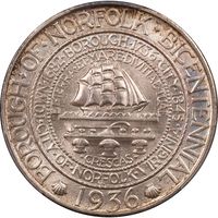 1936 Norfolk Commemorative Half (50c) Obverse Image