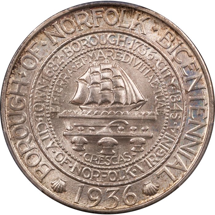 1936 Norfolk Commemorative Half (50c) Obverse Image