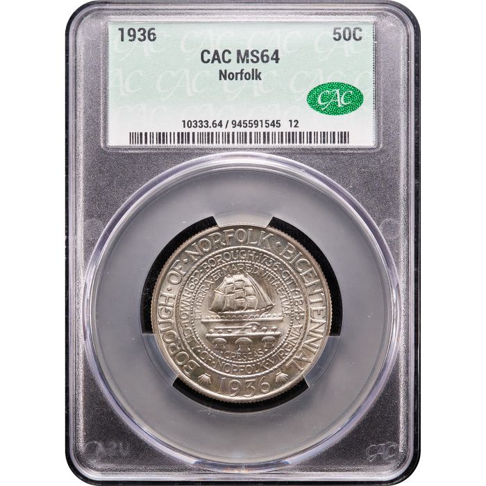 1936 Norfolk Commemorative Half Dollar (50c) Obverse Image