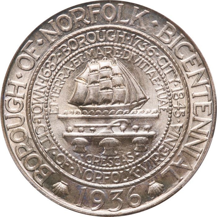 1936 Norfolk Commemorative Half Dollar (50c) Photo 3