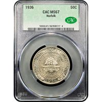 1936 Norfolk Commemorative Half Dollar (50c) Obverse Image