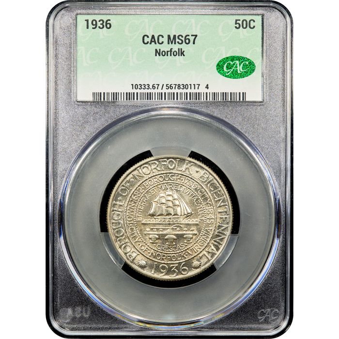 1936 Norfolk Commemorative Half Dollar (50c) Obverse Image