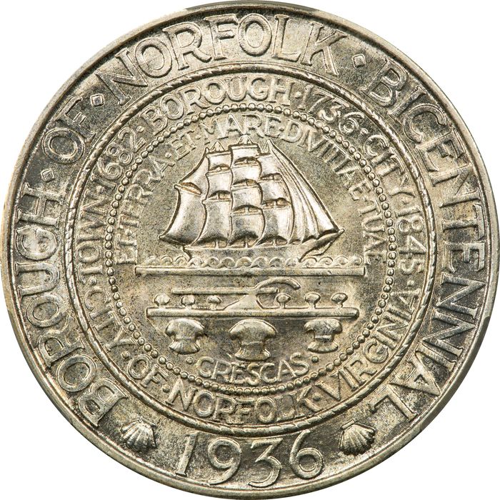 1936 Norfolk Commemorative Half Dollar (50c) Photo 3