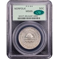 1936 Norfolk Commemorative Half Dollar (50c) OGH Obverse Slab Image