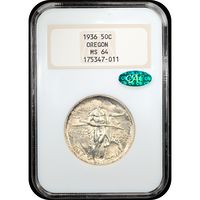 1936 Oregon Commemorative Half Dollar (50c) Obverse Slab Image