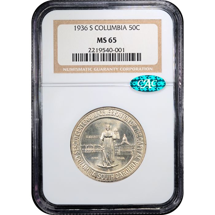 1936-S Columbia Commemorative Half Dollar (50c) Obverse Slab Image