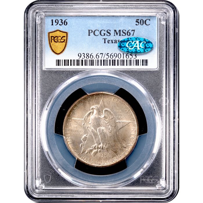 1936 Texas Commemorative Half Dollar (50c) Obverse Slab Image