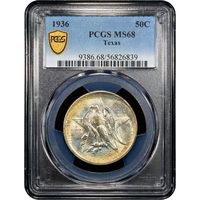 1936 Texas Commemorative Half Dollar (50c) Obverse Slab Image