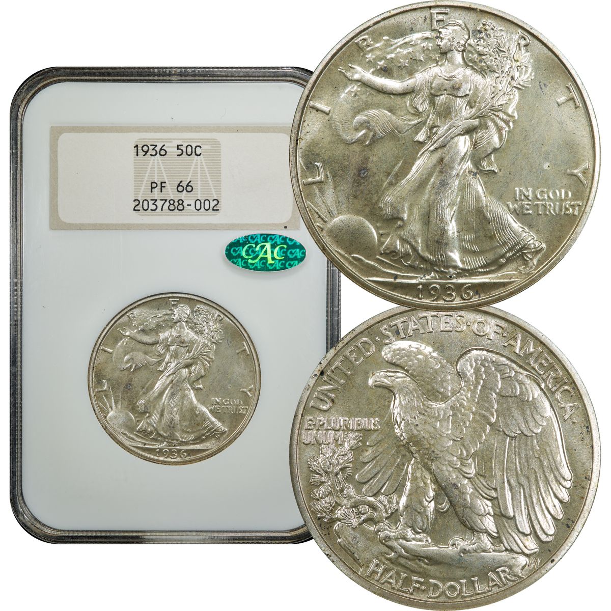 1936 Walking Liberty Half Dollar 50c NGC PR66 CAC