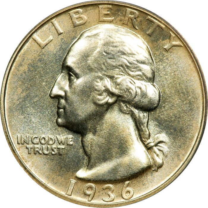 1936 Washington Quarter (25c) OGH Photo 3