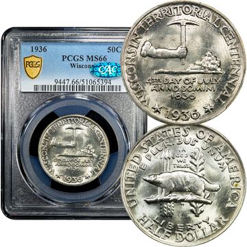 1936 Wisconsin Commem Half Dollar (50c) Composite Image