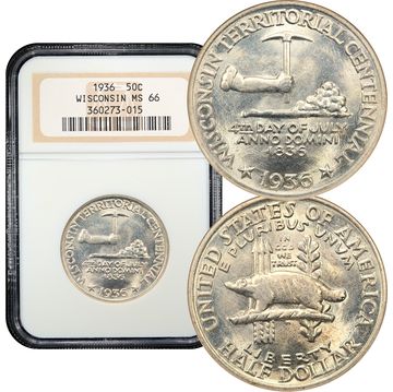 1936 Wisconsin Commemorative Half Dollar (50c) Composite Image
