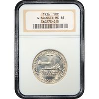 1936 Wisconsin Commemorative Half Dollar (50c) Obverse Slab Image