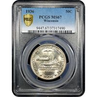 1936 Wisconsin Commemorative Half Dollar (50c) Obverse Slab Image