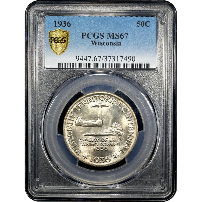 1936 Wisconsin Commemorative Half Dollar (50c) Obverse Slab Image