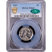 1937 Buffalo Nickel (5c) Obverse Slab Image