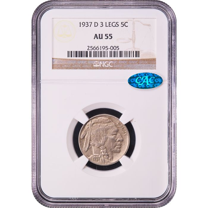 1937-D 3 Legs Buffalo Nickel (5c) Obverse Image