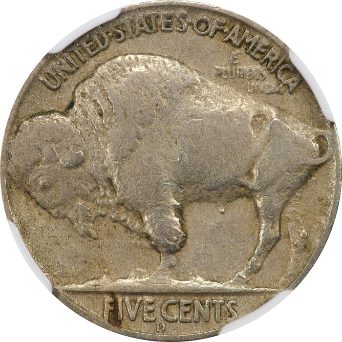 1937-D 3 Legs Buffalo Nickel (5c) Reverse Image
