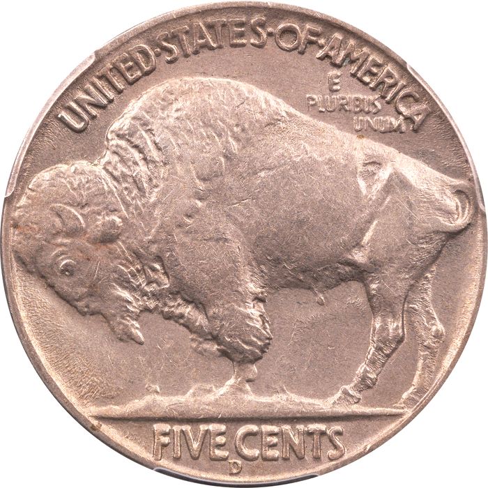 1937-D 3 Legs Buffalo Nickel (5c) Reverse Image