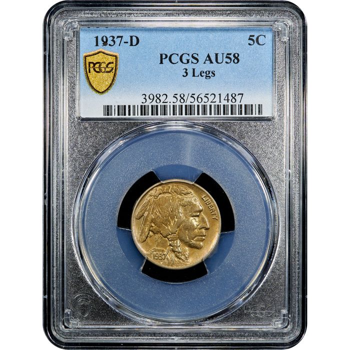 1937-D 3 Legs Buffalo Nickel (5c) Obverse Slab Image